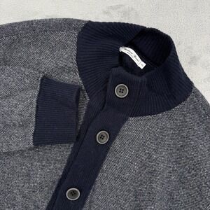 Emozioni Uomo Cardigan Sweater Grey Navy Wool Blend Made in Italy Mens XL